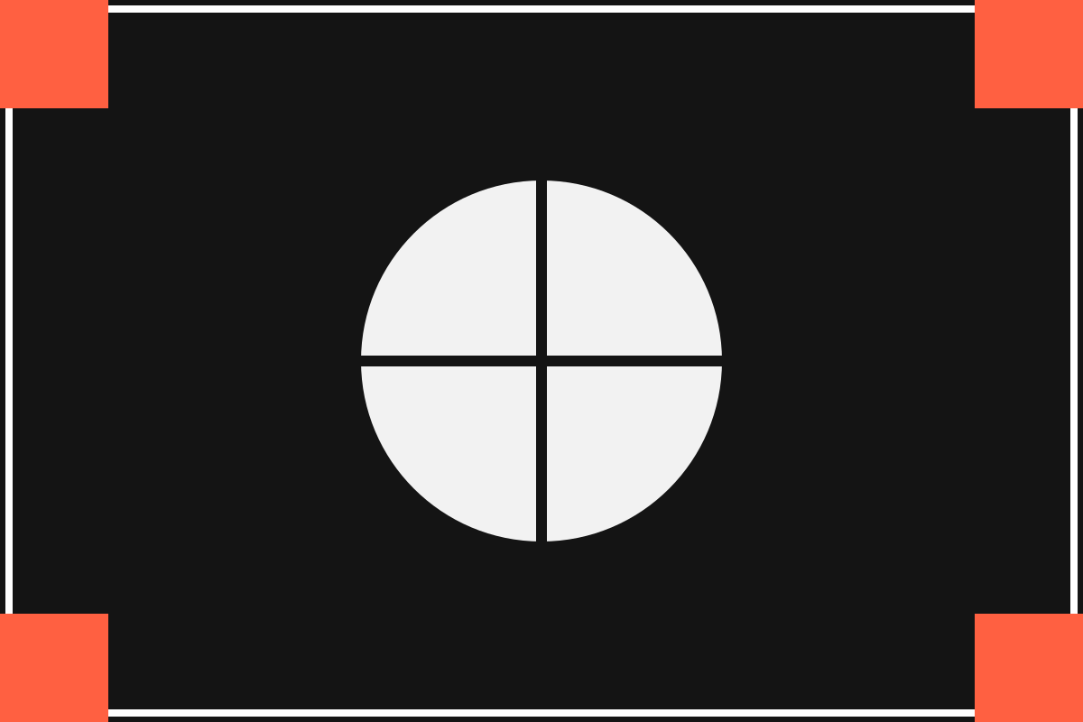 Independent landscape artwork: four corner markers and a circular center show cropping and distortion.
