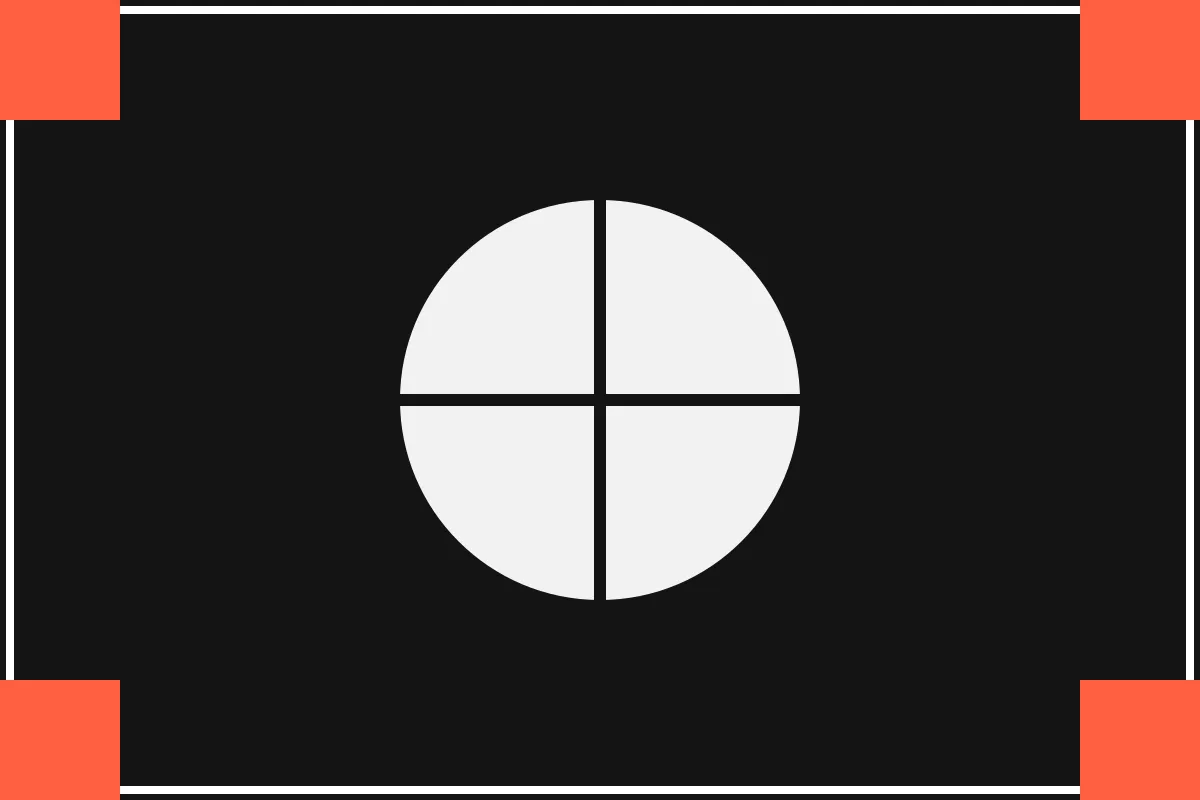 Independent landscape artwork: four corner markers and a circular center show cropping and distortion.