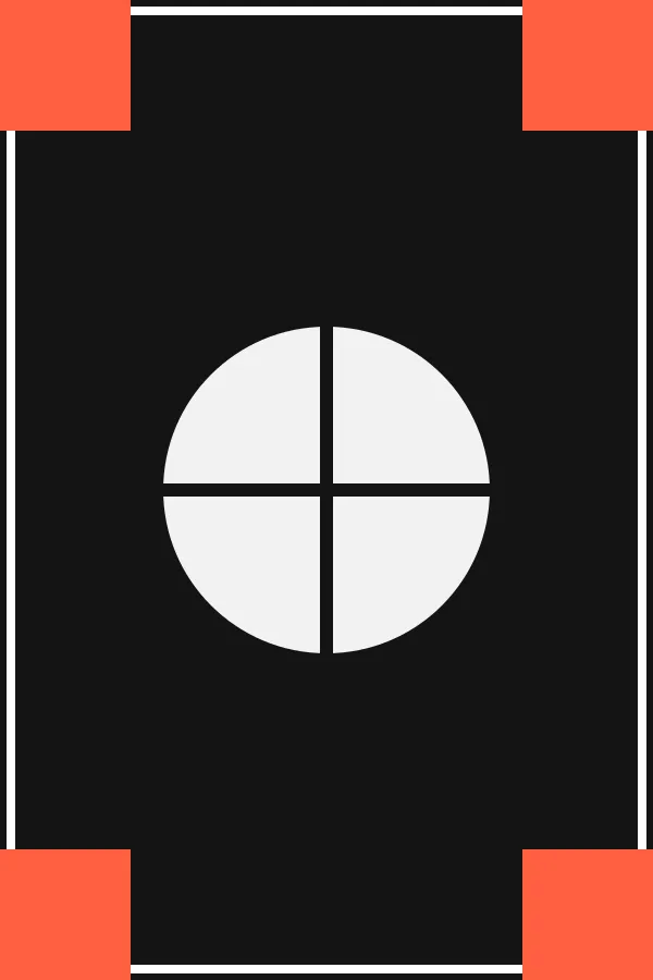 Independent portrait artwork: four corner markers and a circular center show cropping and distortion.
